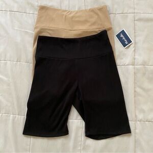 Women's Black and Tan Bike Shorts Set